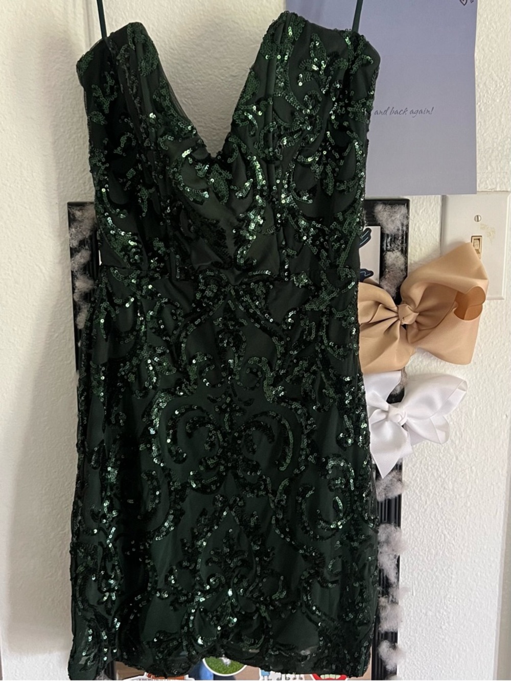 Windsor Dark Green Strapless Sequin Cocktail Dress